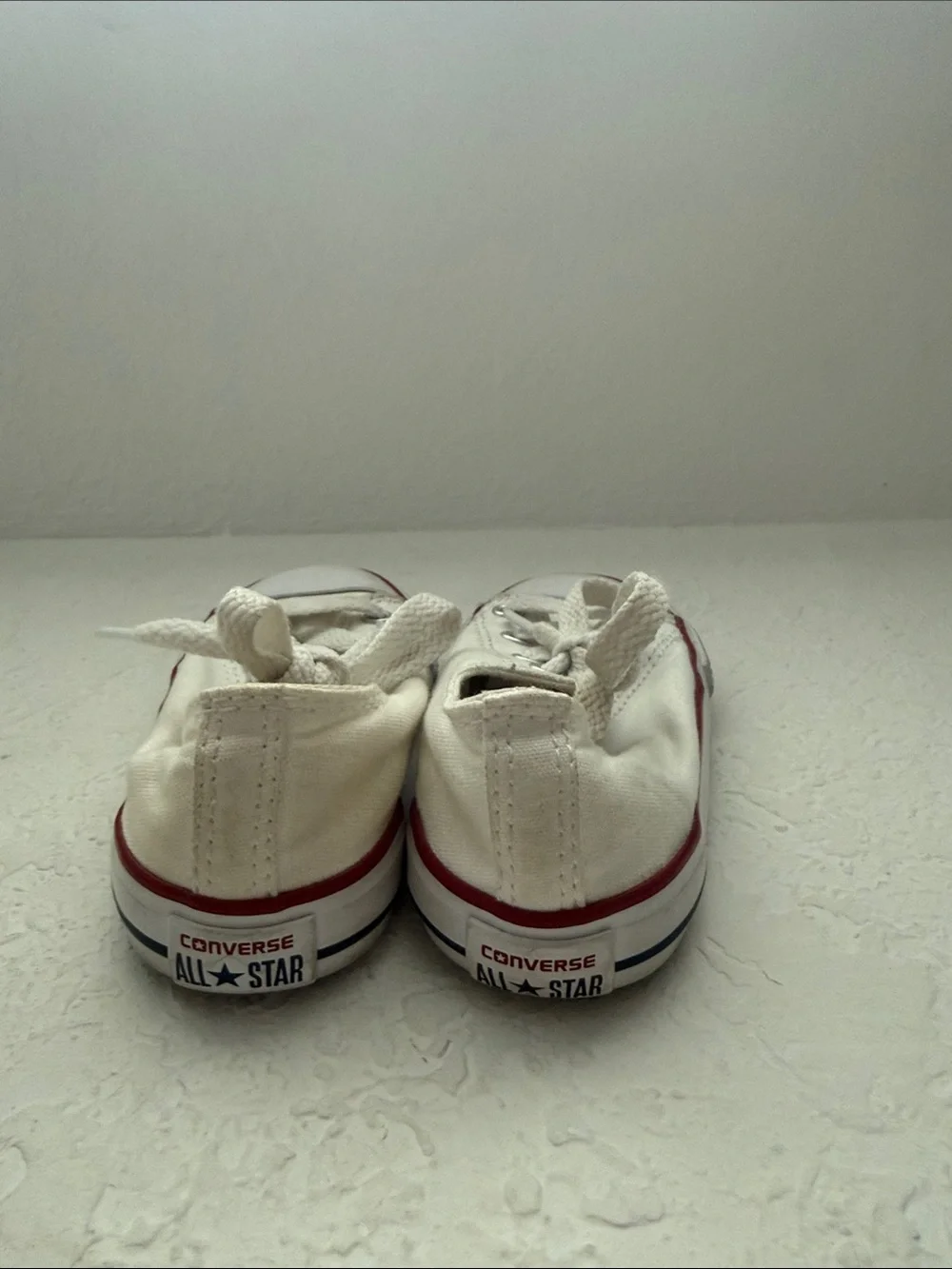 Converse Kids White Canvas Low-Top Sneakers with Red Stripe